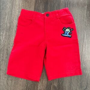 Kids Red Shorts with Monster Patch
